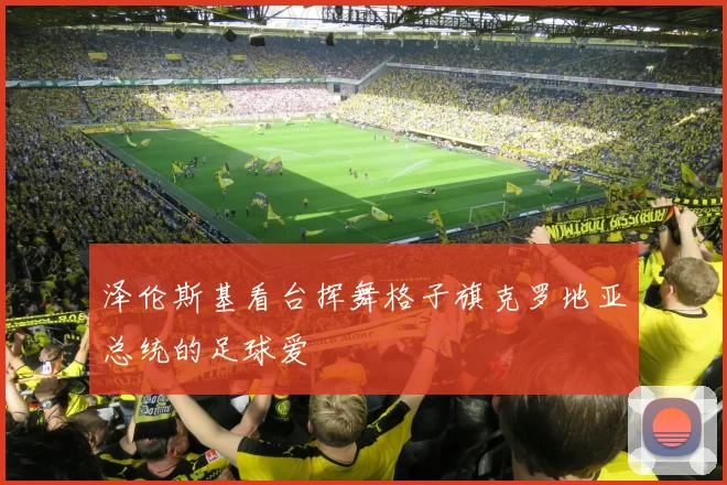 泽伦斯基看台挥舞格子旗克罗地亚总统的足球爱